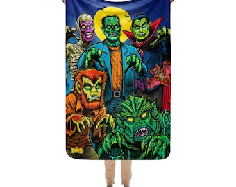 37"x57" Monster Jam Halloween Tim Baron Horror cobertor Sherpa