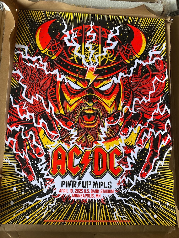 AC/DC Minneapolis Viking Screen Print Poster, Signed & Numbered - Etsy