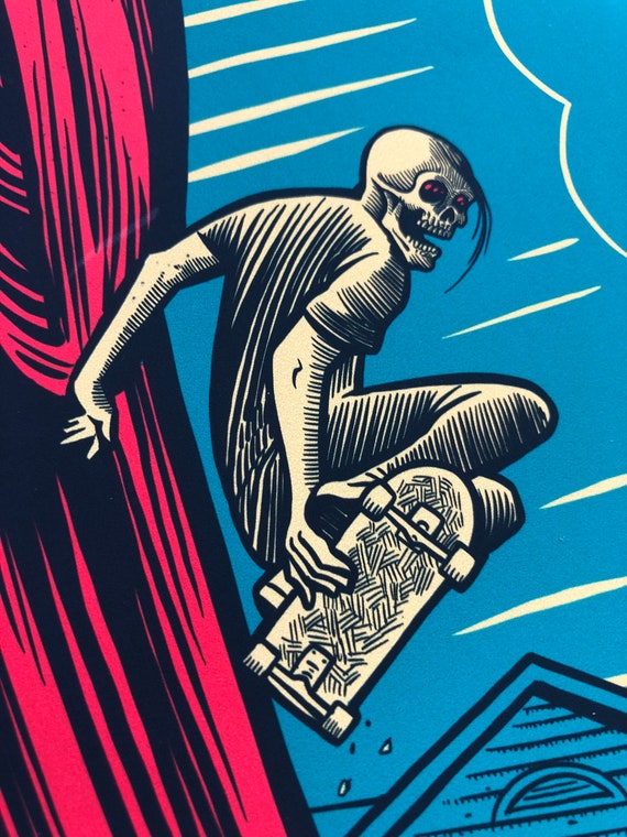 12”x18” Santa Muerte “break Bones Not Hearts” Skateboarding Giclee