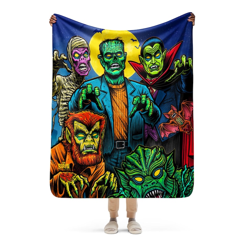 50"x60" Monster Jam Halloween Tim Baron Horror Sherpa blanket