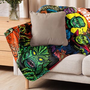 37"x57" I Remember Halloween Tim Baron Monster Jam Sherpa blanket