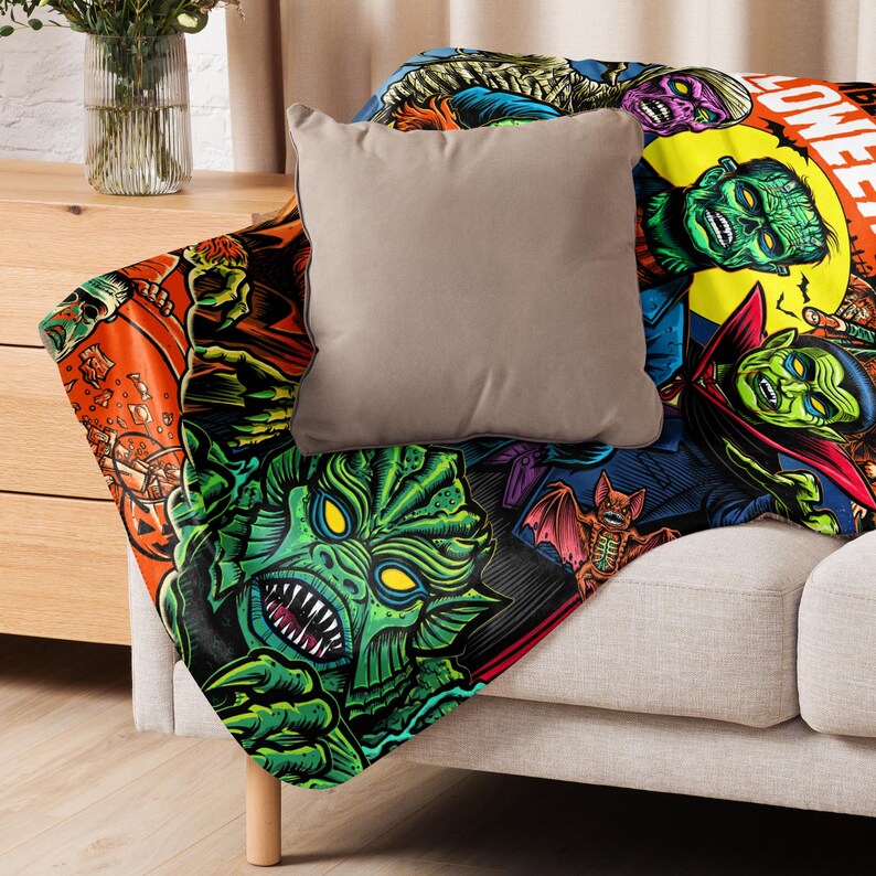 37"x57" I Remember Halloween Tim Baron Monster Jam Sherpa blanket