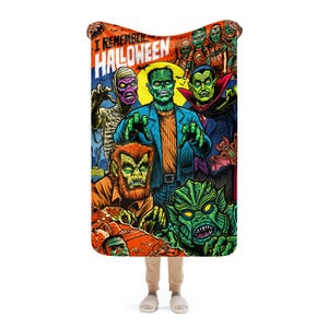 37"x57" I Remember Halloween Tim Baron Monster Jam Sherpa blanket