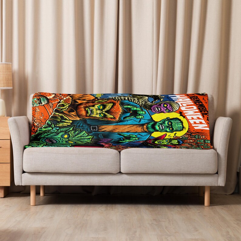 37"x57" I Remember Halloween Tim Baron Monster Jam Sherpa blanket
