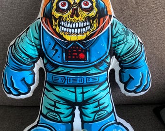 22&quot; Tall ASTRO ZOMBIE Blue Teal Custom-shaped Tim Baron Pillow Villain. See action figure in photo for size comparison only.