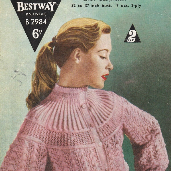 Lacy Bedjacket Knitting Pattern  - Bestway 2984