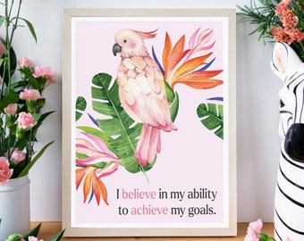 Printable positive affirmation poster | Gratitude poster for anxiety relief