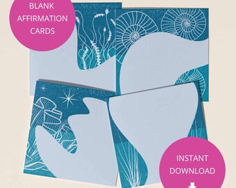 Printable blank positive affirmation cards. Write your own affirmations.  Sticky notes, flashcards.