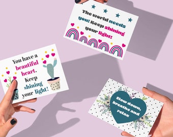 24 kindness cards with words of encouragement and compliments. Kindness challenge, kindness notes, positive affirmations.