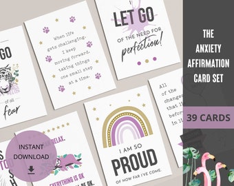 Printable affirmation cards for anxiety. Daily affirmations for journaling, mindset, meditation & manifestation.