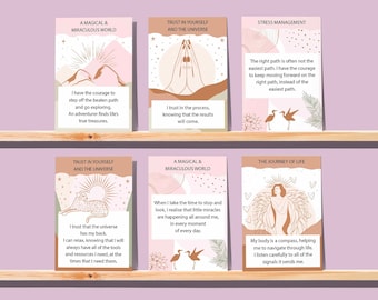 80 Positive Affirmation Cards for Self Love, Anxiety & Gratitude, Motivational Flash Cards, Printable Wellness Quotes