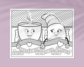 Cute coloring page for adults or kids, easy cartoon coloring sheet, fun quote coloring, for anxiety relief & mental health.