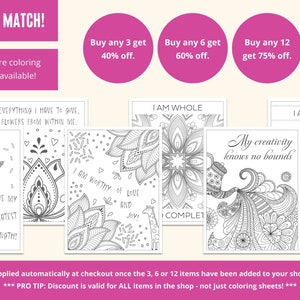 Many more coloring sheets available - buy 3 get 40% off, buy 6 get 60% off, buy 12 get 75% off. Discount applied automatically at checkout and can be used on all items in the shop - not just coloring sheets.