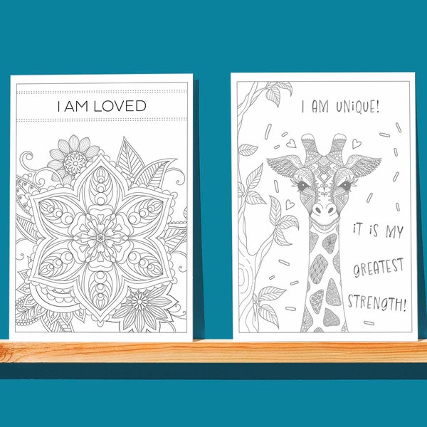10 Mental Health Coloring Pages for Adults. Unique, Quirky Sheets with Affirmations, Mandalas & Doodles. Stress and Anxiety Relief.