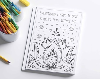 Self Love Coloring Page with Positive Affirmation. Fun, unique, quirky art, featuring simple mandala and doodles. For Adults and Kids.