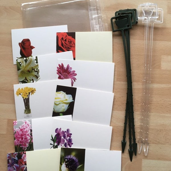 10 | 25 | 50  Remembrance plain florist cards, card holders & clear cellophane envelopes or CARDS ONLY