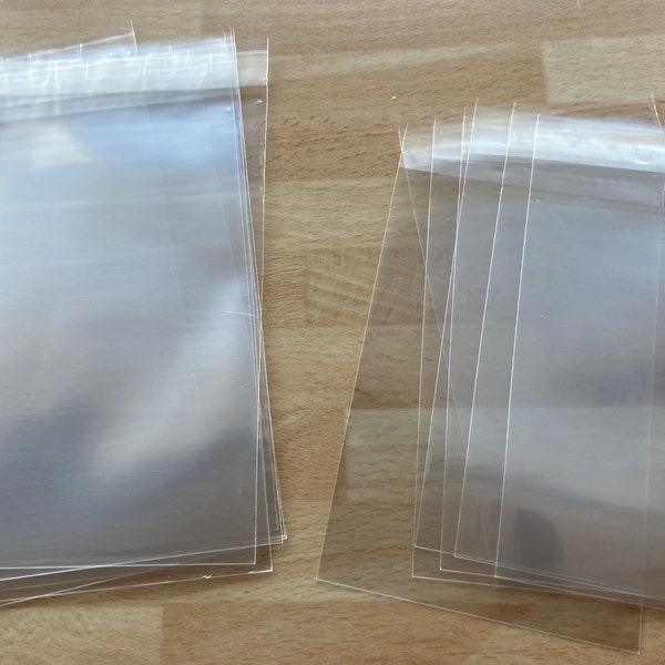 25 | 50 | 100 Clear Self-Seal Cellophane Plastic Bag Display Envelope High Quality 2 sizes 11cm x 7cm | 13cm x 9cm  Favours | Party bags