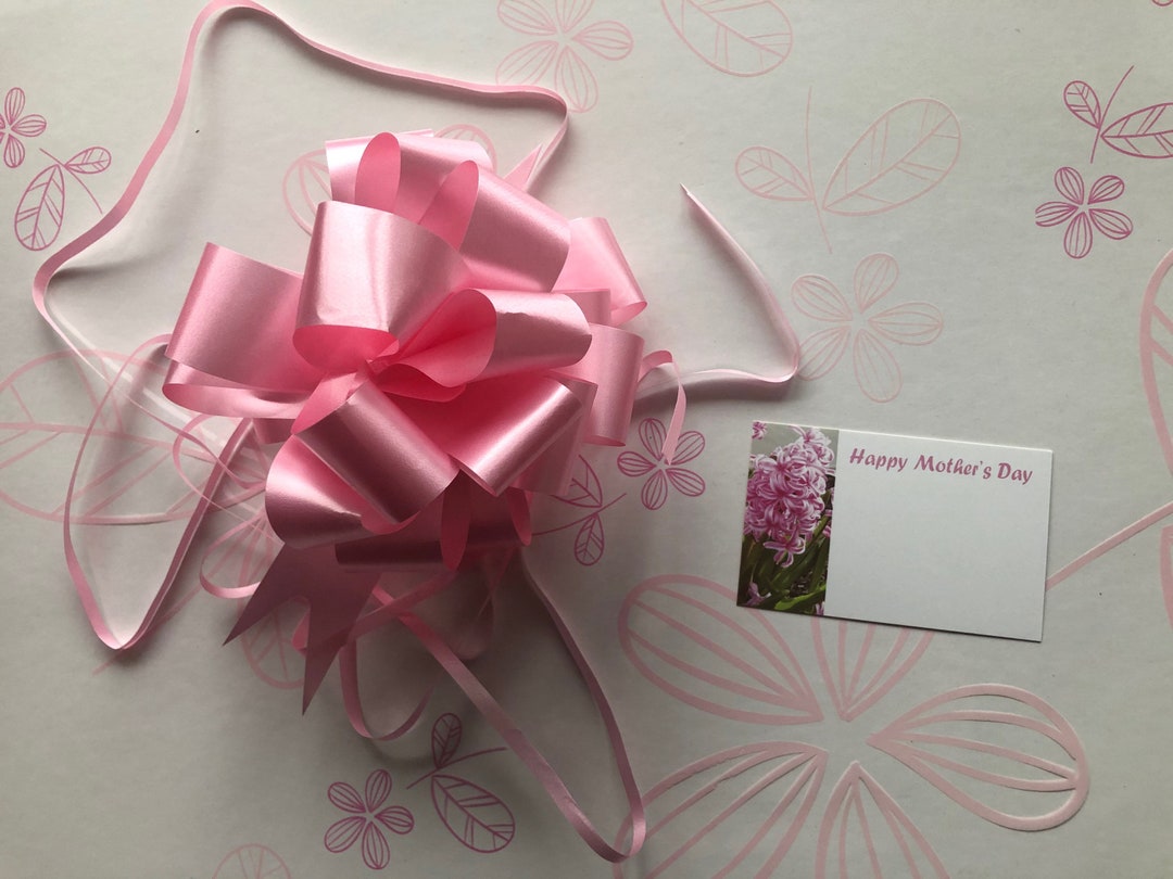 Pink Flowers Cellophane Gift Wrap Accessory DIY Hamper Pack With Pull