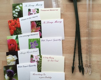 10 | 25 | 50 Remembrance verse florist cards, card holders & clear cellophane envelopes or CARDS ONLY