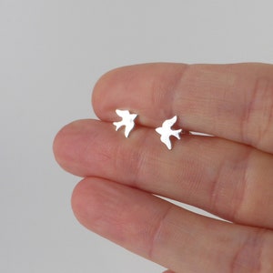 Swallow Bird Studs, Silver Bird Studs, Flying Bird Earrings