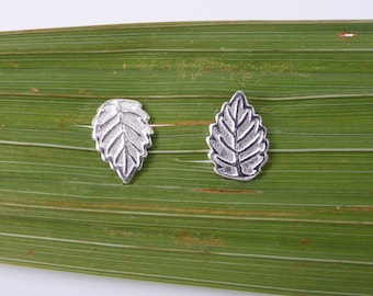 Silver Leaf Stud Earrings, Tiny Sterling Silver Earrings, Mini Post Earrings, UK Studs