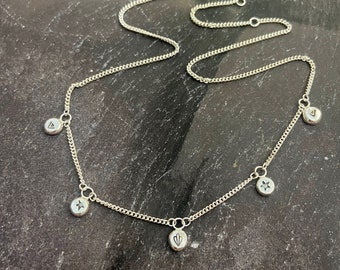 Charm Necklace Recycled Silver 925, Adjustable Chain, Handmade