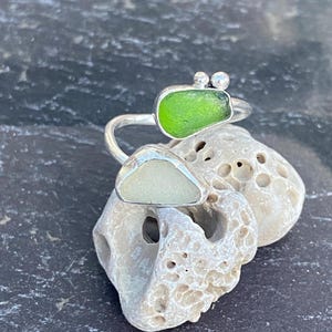 Sea glass ring, adjustable ring