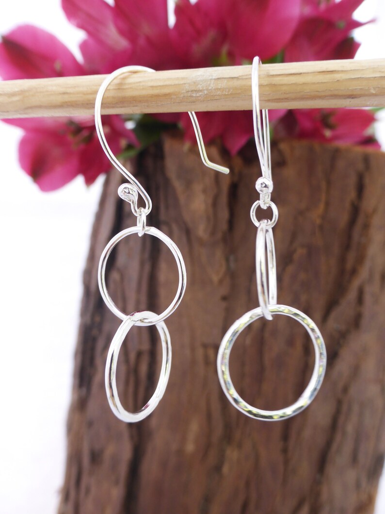 Sterling Silver Double Hoop Earrings. Delicate Silver Circle Etsy
