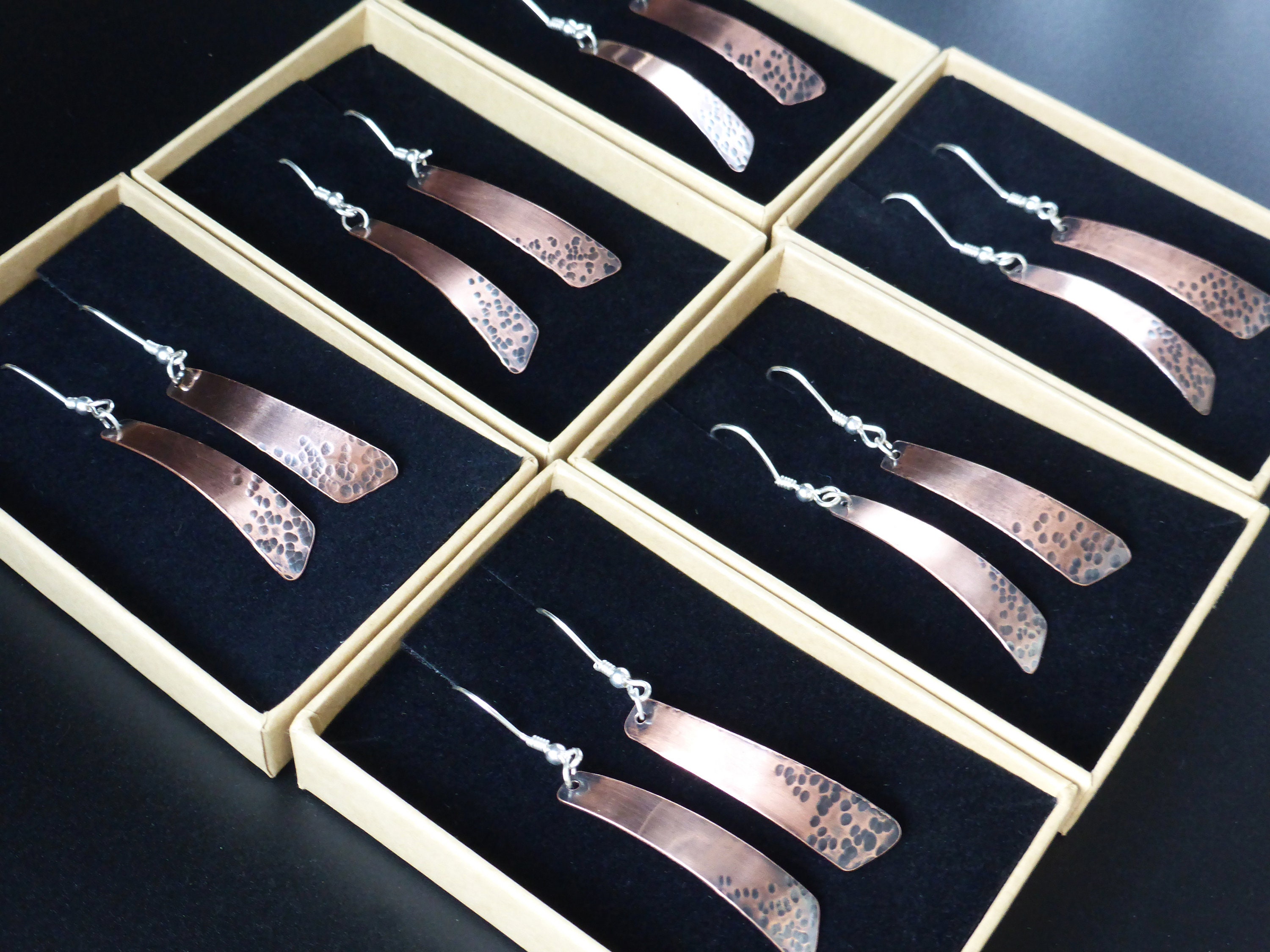 Copper Earrings UK Hammered Copper Bar Earrings Rustic Boho Etsy