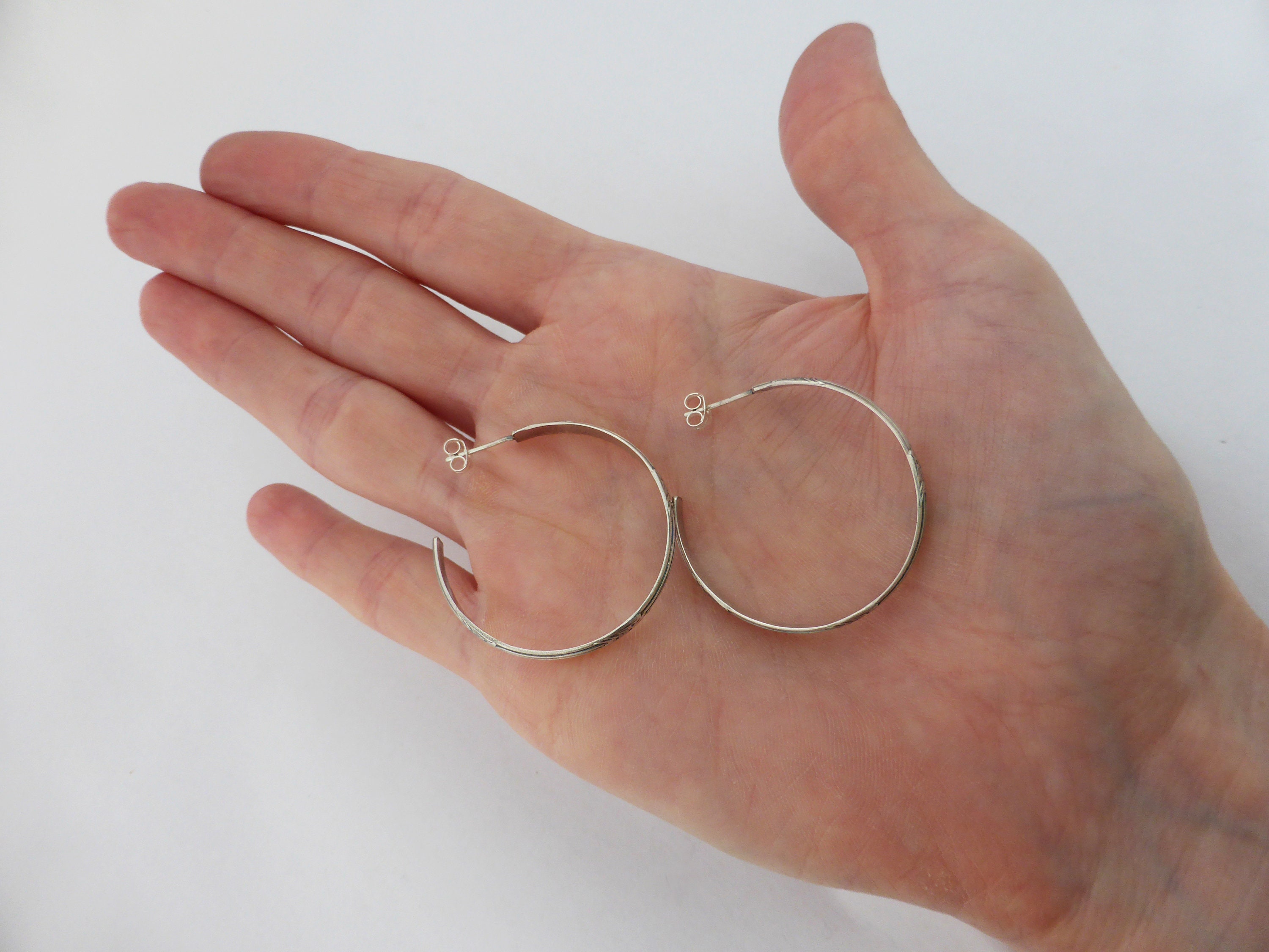 Silver Hoop Earrings Medium Hoops Silver Flat Open Hoop Etsy UK
