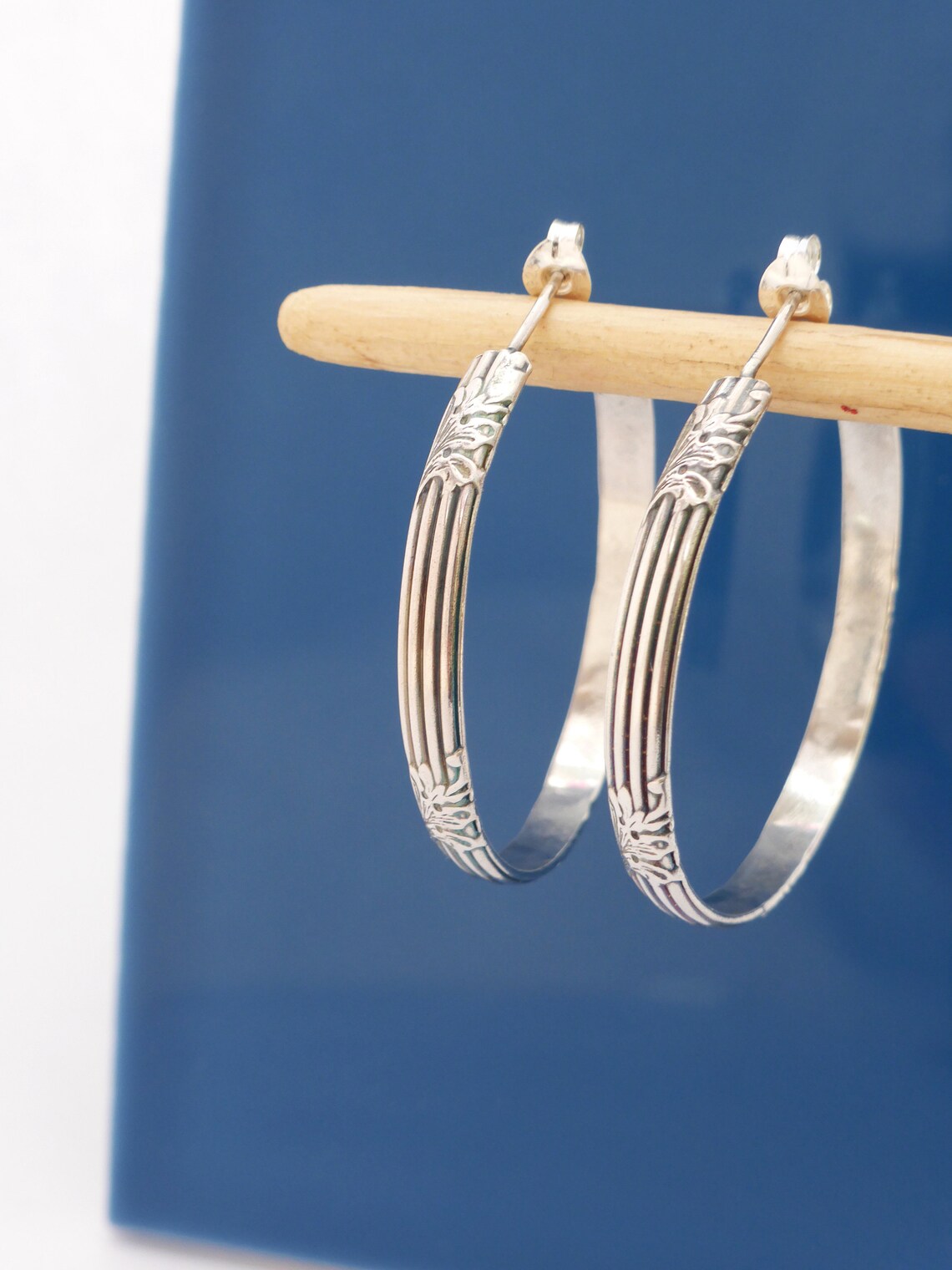 Silver Hoop Earrings Medium Hoops Silver Flat Open Hoop Etsy UK
