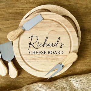 Personalised Cheese Board Set | Engraved Wooden Gift