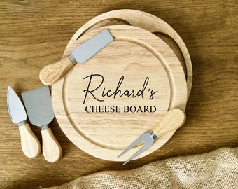 Personalised Cheese Board Set | Engraved Wooden Gift