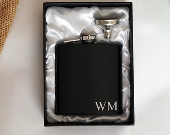 Personalised Hip Flask 6oz Engraved for Best Man Gift, Groomsmen, Drink Wedding Gift Idea, Father Day, Favours with Gift Box