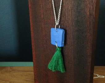 Hand made clay bright tassel necklace
