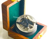 Collectable BrassSundial Compass with Wooden Box