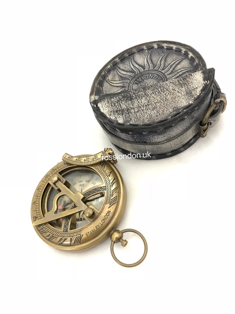 Pocket Sundial compass Collectable Brass Sundial /& Compass