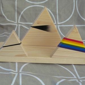 Pink Floyd Album Cover Dark Side of the Moon Handmade Wood Letter Rack Holder Natural wood