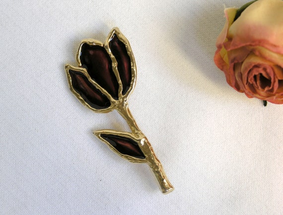 Erwin Pearl Tulip Flower Pin or Brooch / Original… - image 3