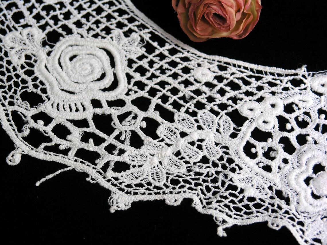 Antique Victorian Needle Lace Collar / Beautiful Italian Etsy