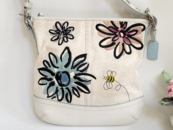 coach blue flower purse
