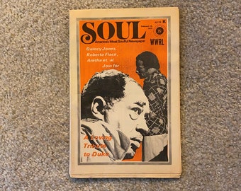 Original & Complete Issue February 12, 1972 SOUL Newspaper: A Tribute to Duke Ellington / Quincy Jones / Aretha Franklin (Magazine)