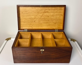 ヴィンテージ木製手装飾ソーイングボックス、裁縫箱、収納ボックス
