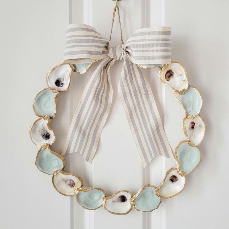 Oyster Wreath with Champagne Gold Ribbon