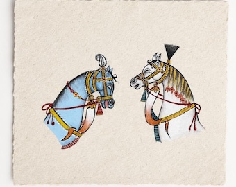 Royal Horse Miniature Painting on Paper | Miniature Art | Hand-Painted Indian Artwork