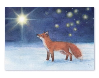 Postcard Fox in Winter, Waldorf Seasonal Table