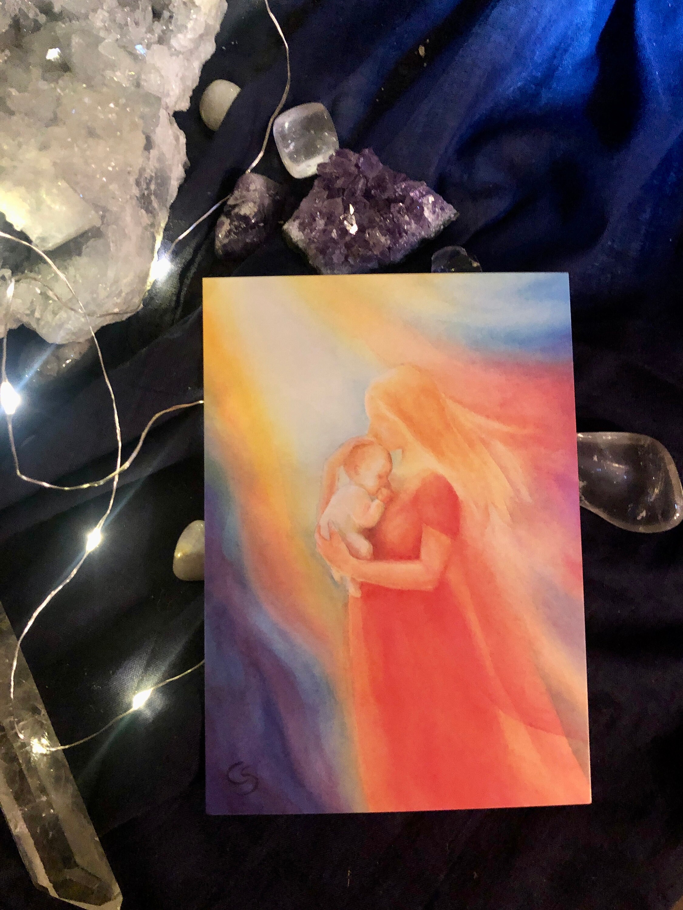 Postkarte Geburt, Mutter und Kind, Baby, Waldorf