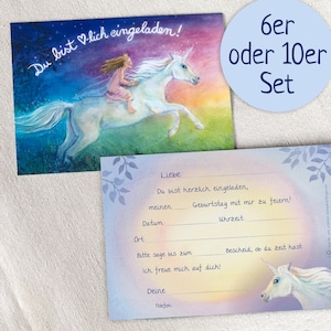 Uitnodigingskaart Eenhoorn, 6 of 10 stuks