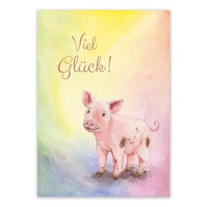 Carte postale Cochon porte-bonheur