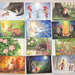 Juego de postales grandes, mesa de temporada